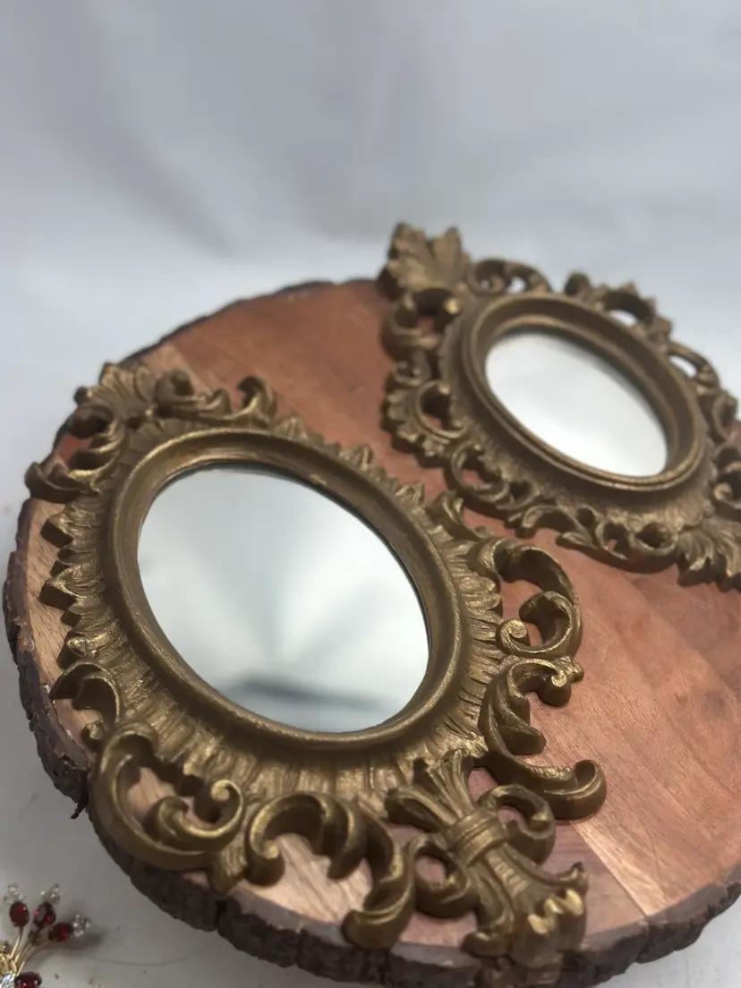 Vintage Hollywood Regency Victorian Mirrors Frames Burwood Ornate Gold USA