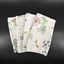 Lot 4 Cloth Napkins 16.5"x18.5" Dragonflies & Butterflies Floral Spring Time