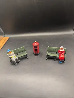 Vintage Lot of Lead Metal Christmas Village Pieces Some Marked Dept 56.