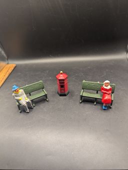 Vintage Lot of Lead Metal Christmas Village Pieces Some Marked Dept 56.