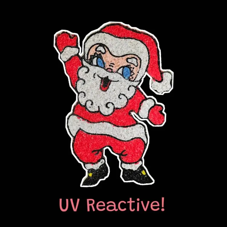 16.5"T × 13.25"W Melted Popcorn Plastic Christmas Santa Claus St Nick Unique Blue Eye Outlined Wall Hanging