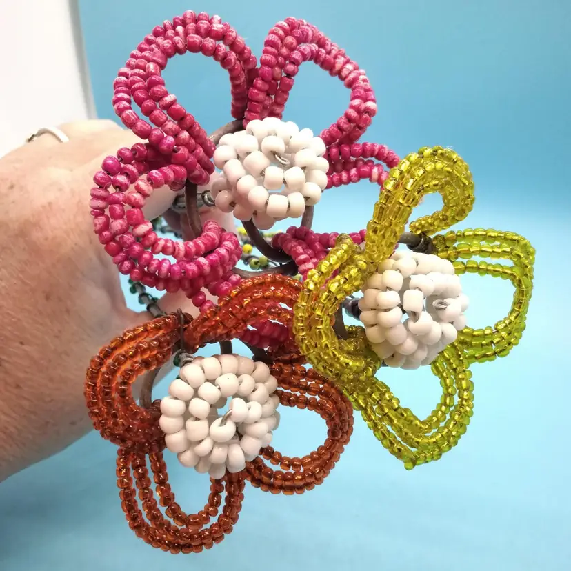 Vintage Beaded, Three Flower Bouquet