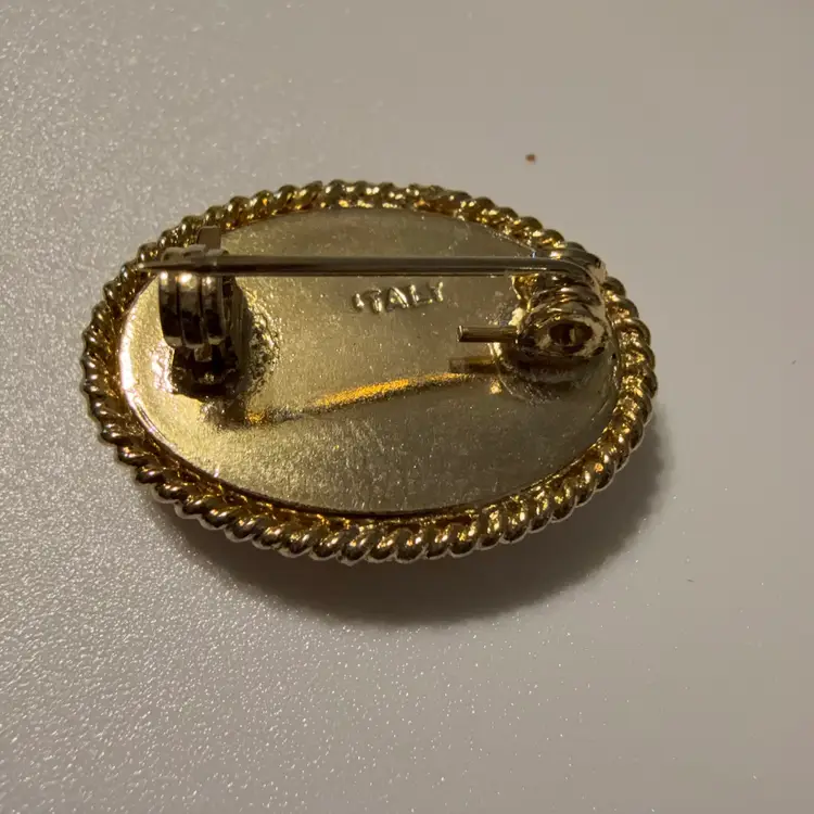 Mini Gold Tone Pink Flower Floral Micro Mosaic