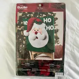2002 Bucilla Mr Claus Felt Chair Topper - Christmas Santa Craft Kit 84833 Vtg