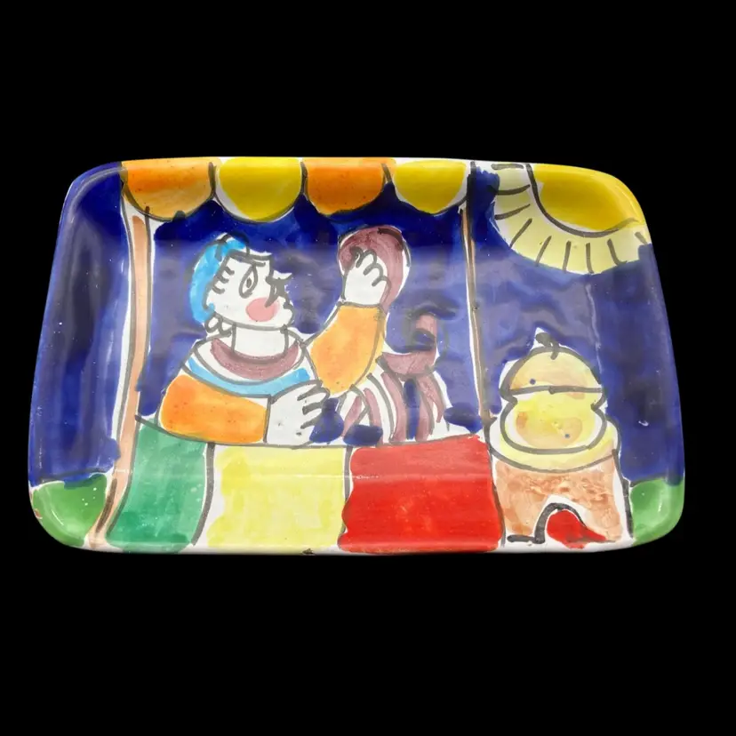 BIN - Hand Painted Trinket Dish Italy As Is
