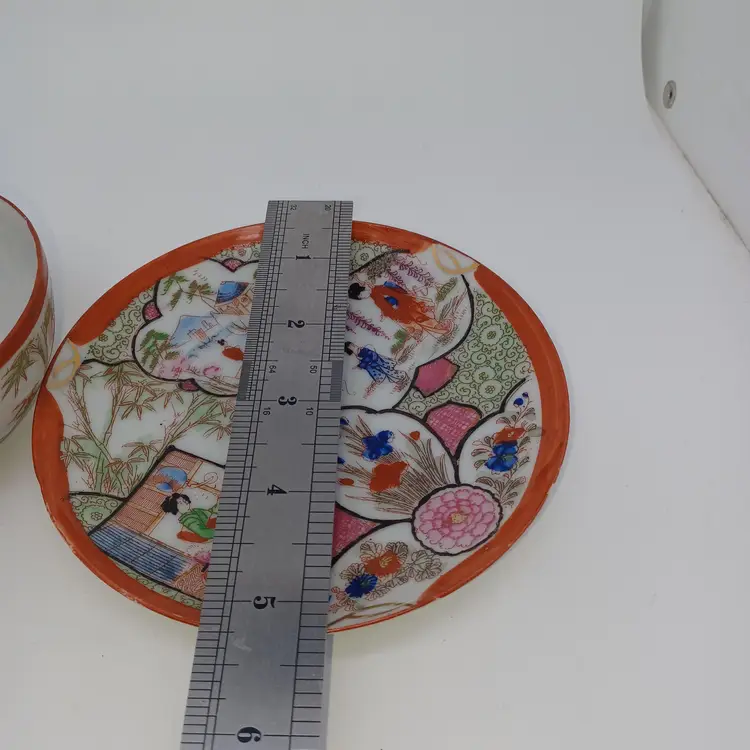 Vintage Japanese hand-painted geisha girl Rose medallion teacup and saucer