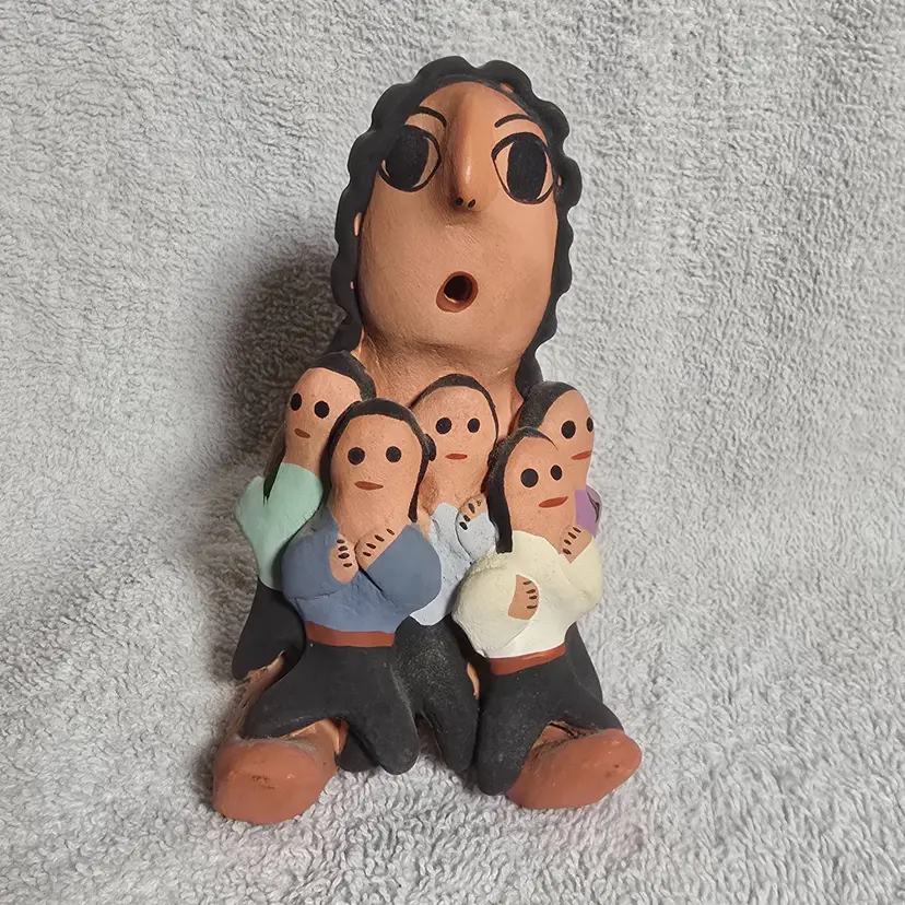 Geneve Bitonie Navajo Storyteller Figurine 5 Children Signed Folk Art Pottery