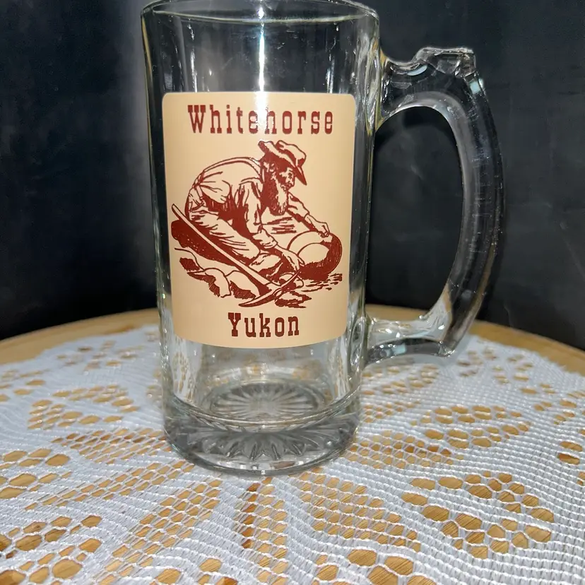 Vintage Glass Beer Mug Marked Whitehorse Yukon