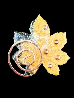 Matisse Renoir Copper Leaf Brooch 2.5"