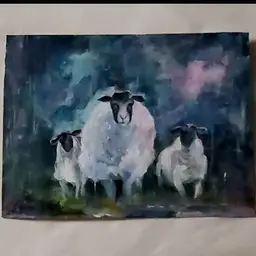 Orginal Art Acrylic Sheep Painting 8 x 6" on Archival Paper Irish Sheep OOAK