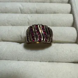 Gold Over Sterling Ruby Ring Sz 9