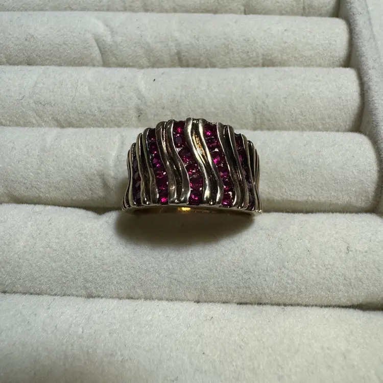 Gold Over Sterling Ruby Ring Sz 9