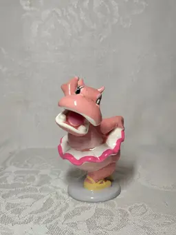 Vintage Disney Fantasia Hyacinth Hippo Ballerina Pink Ceramic 4” Figurine Japan
