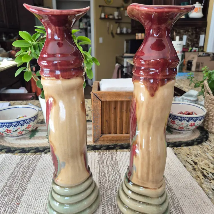 Dan Lasser studio pottery ceramic candlesticks