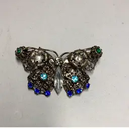 Butterfly Brooch With Colorful Rhinestones 2”