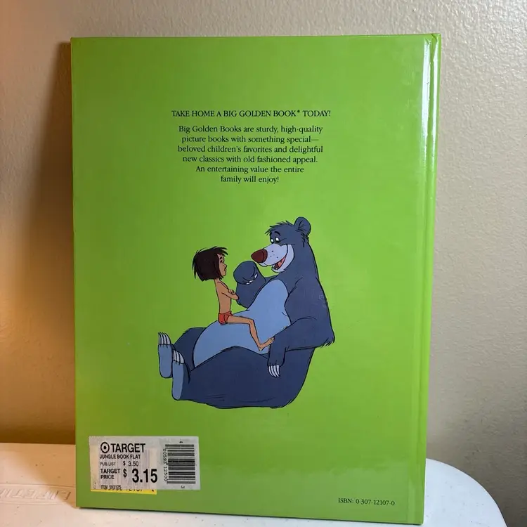 The Jungle Book Walt Disney Big Golden Book 1990 Hardcover Excellent