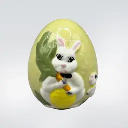 Hand Painted Ceramic Easter Egg Figurine 3”