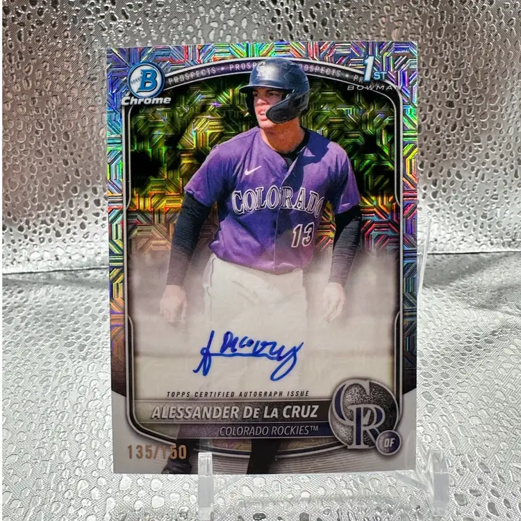 Alessander De La Cruz 2025 Colorado Rockies Bowman Chrome HTA Choice Auto /150