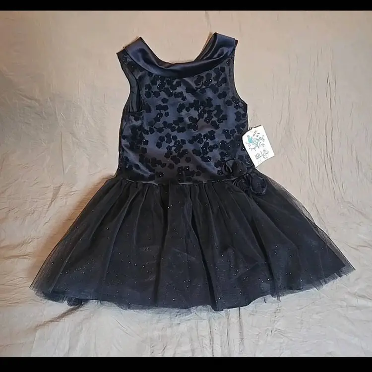 Luli & Me NWT Boutique Girls Dress Blue Flowers Sparkle w/petticoat Sz 6x