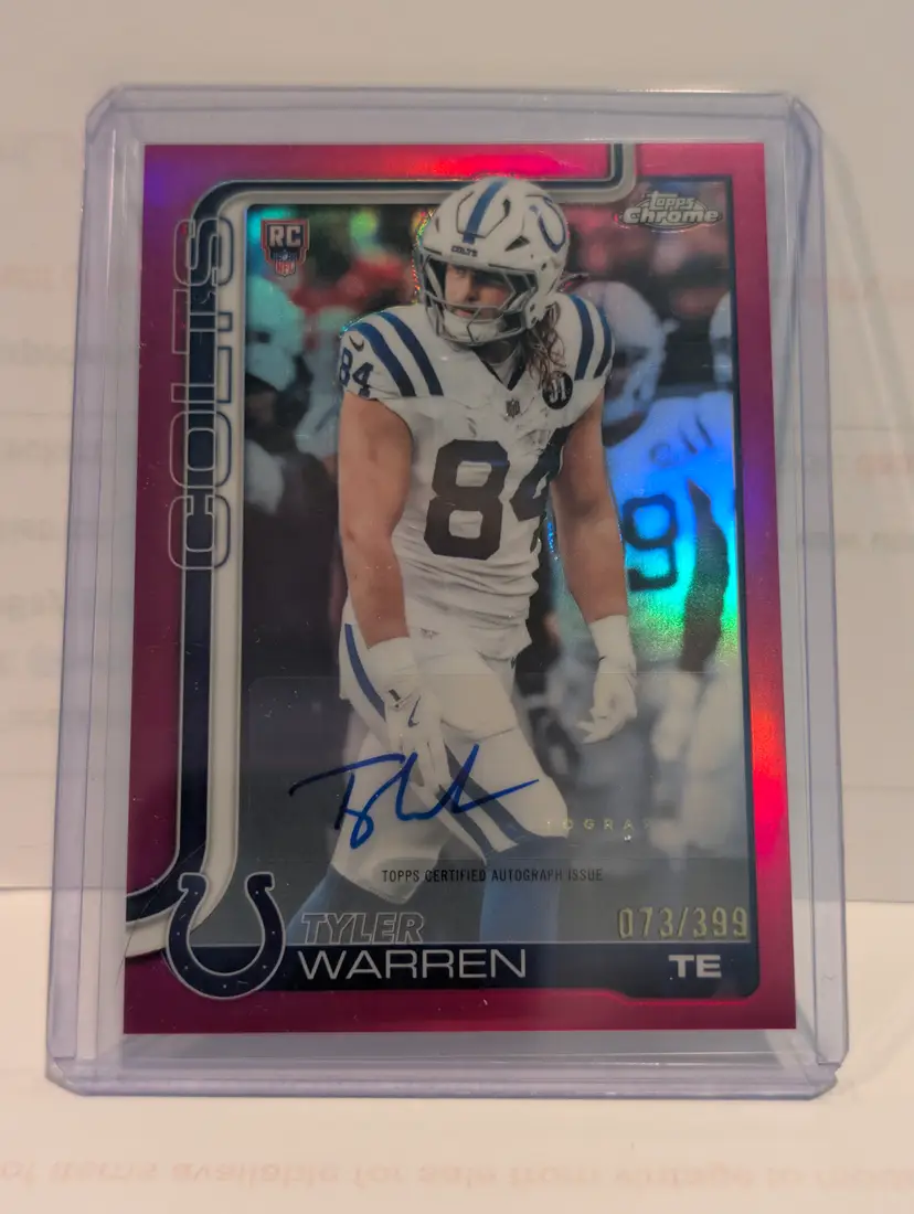 Tyler Warren 2025 Topps Chrome Magenta /399 Rookie Autographs - (A) - Indianapolis Colts