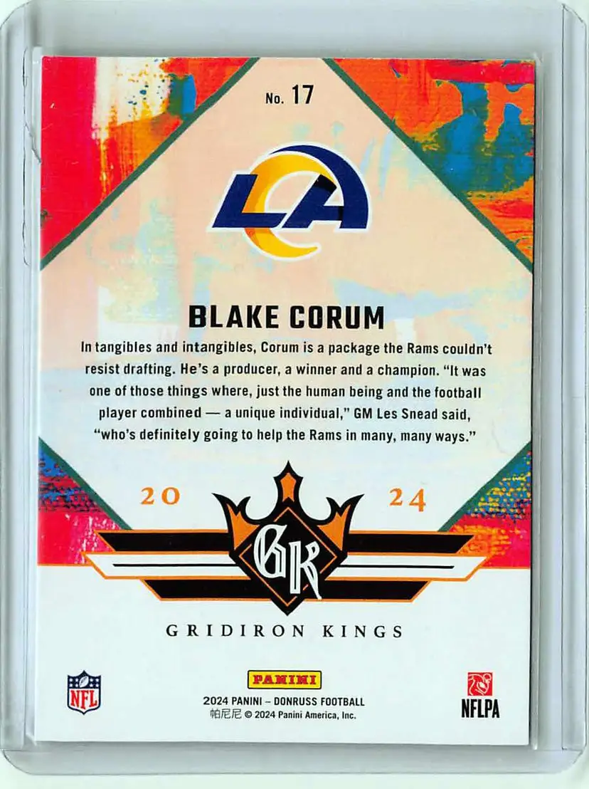 2024 Panini Donruss Gridiron Kings #17 Blake Corum Los Angeles Rams