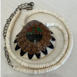 Handmade Southwestern Style Sun God Shell Necklace By Mary Fox