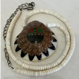 Handmade Southwestern Style Sun God Shell Necklace By Mary Fox