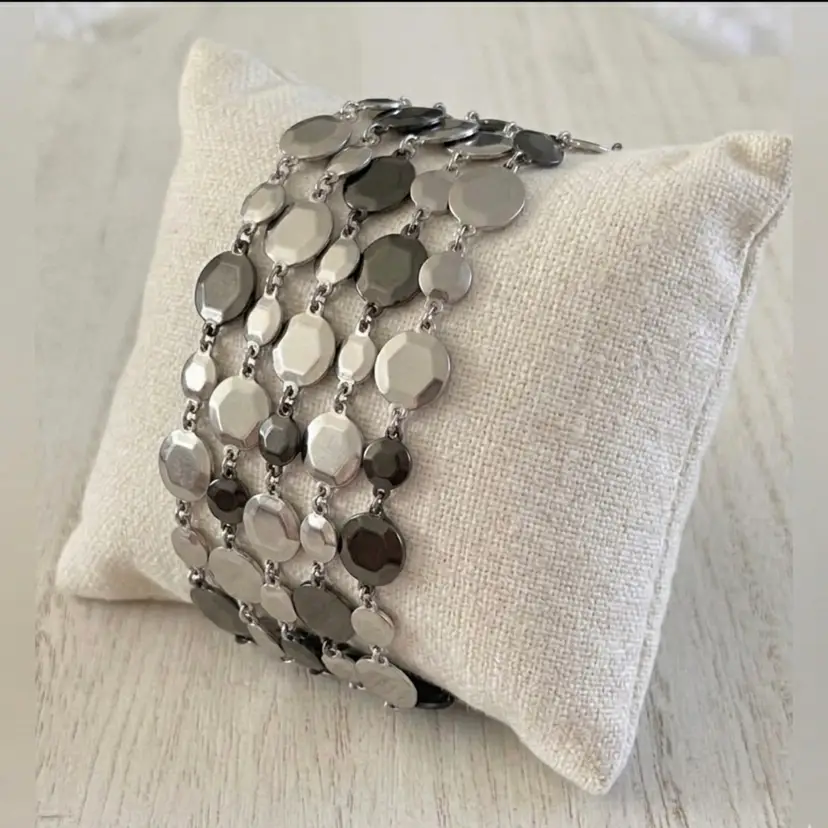 Multi chain silver plated and gray chain bracelet, White House black market
