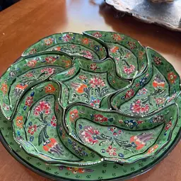 Vintage Hand Painted Ceramic 7 Piece Dipping/Mezze Serving Set With Floral Design
