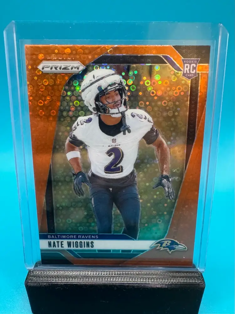 Nate Wiggins Prizm Disco RC Baltimore Ravens