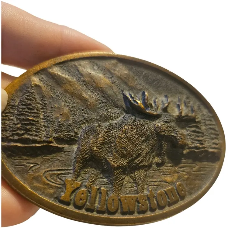 Yellowstone Moose Oval Pewter Belt Buckle Spec Cast