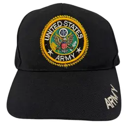 United States Army Embroidered Large Seal Black Adjustable Unisex Hat by SWT
