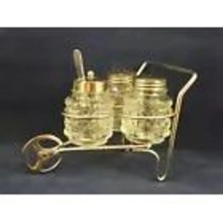#01 Unique Vintage Anchor Hocking Condiment Holder, Salt & Pepper, Mustard in Cart