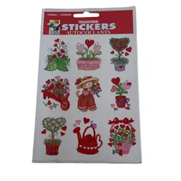 NOS 1990’s Color Clings Valentine Sticker Set with Kittens and Flowers