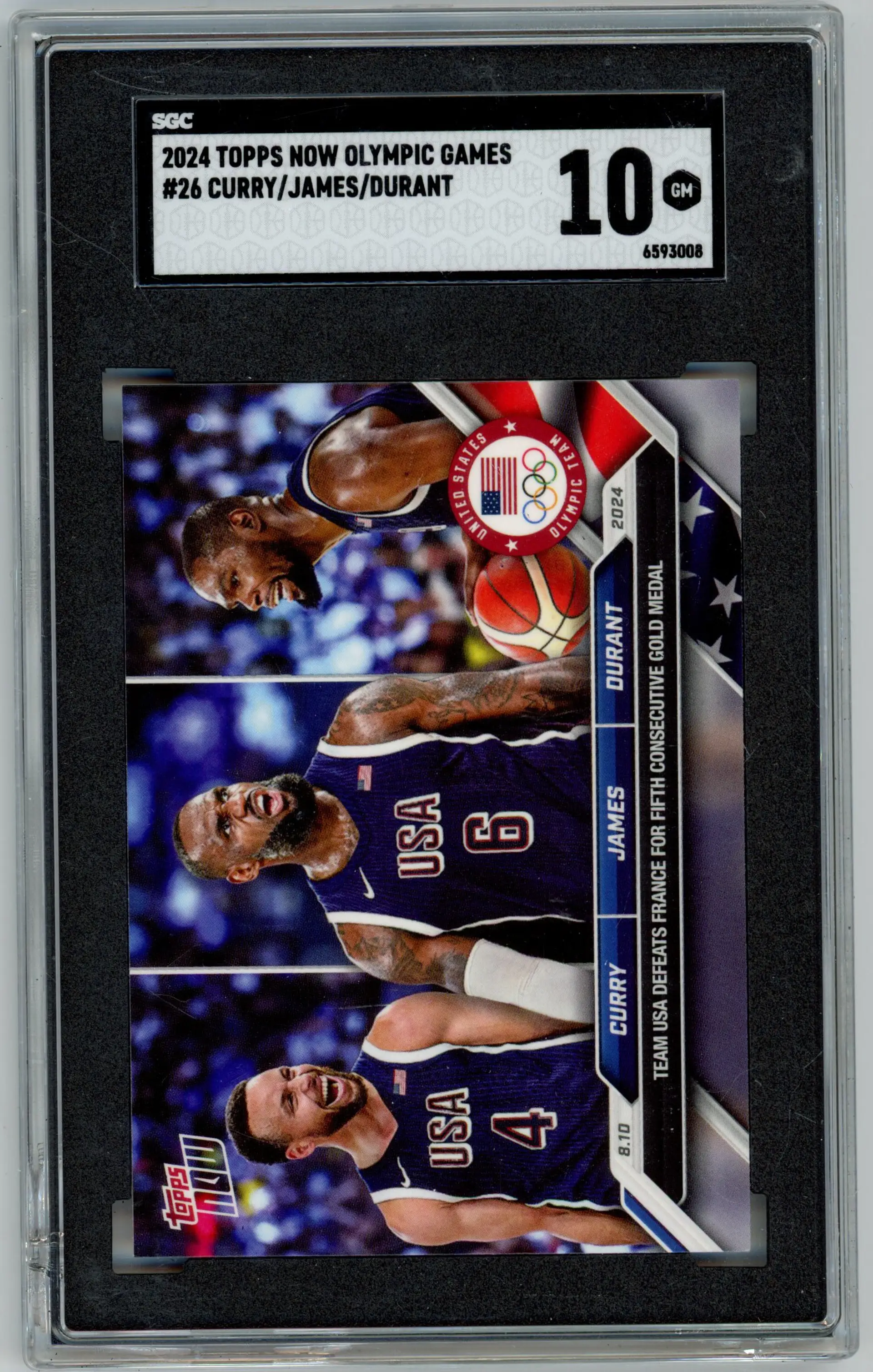 2024 Topps Now Olympic Games CURRY/JAMES/DURANT #26 TEAM USA SGC 10 GM