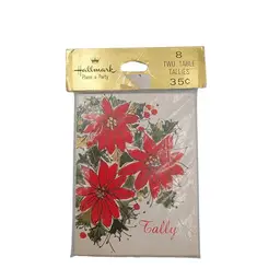 NOS Hallmark Christmas Poinsettia Table Tally Cards Set Of 8 Vintage Bridge