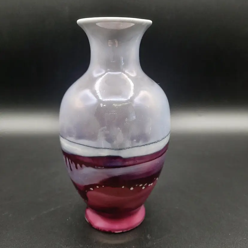 Iridescent Pastel Purple Lilac & Fuchsia Pink Swirl Glaze Bud Vase