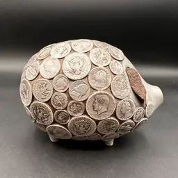 Vintage 1975 Piggy Bank, US Coin Design, Chadwick and Miller 8”L 5” W