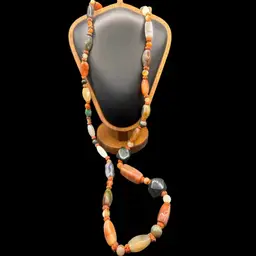 vintage multi-colored polished agate bead "beggar bead" necklace
