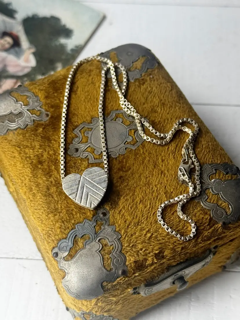 Sterling Silver Mignon Faget Heart Necklace 16”