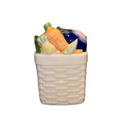 Vintage Fitz & Floyd Garden Basket Ceramic Ironstone Utensil Holder 1980s