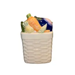 Vintage Fitz & Floyd Garden Basket Ceramic Ironstone Utensil Holder 1980s