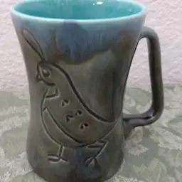 Studio Art Handmade Quail Bird Coffee Mug Ceramic Pottery Signed MP