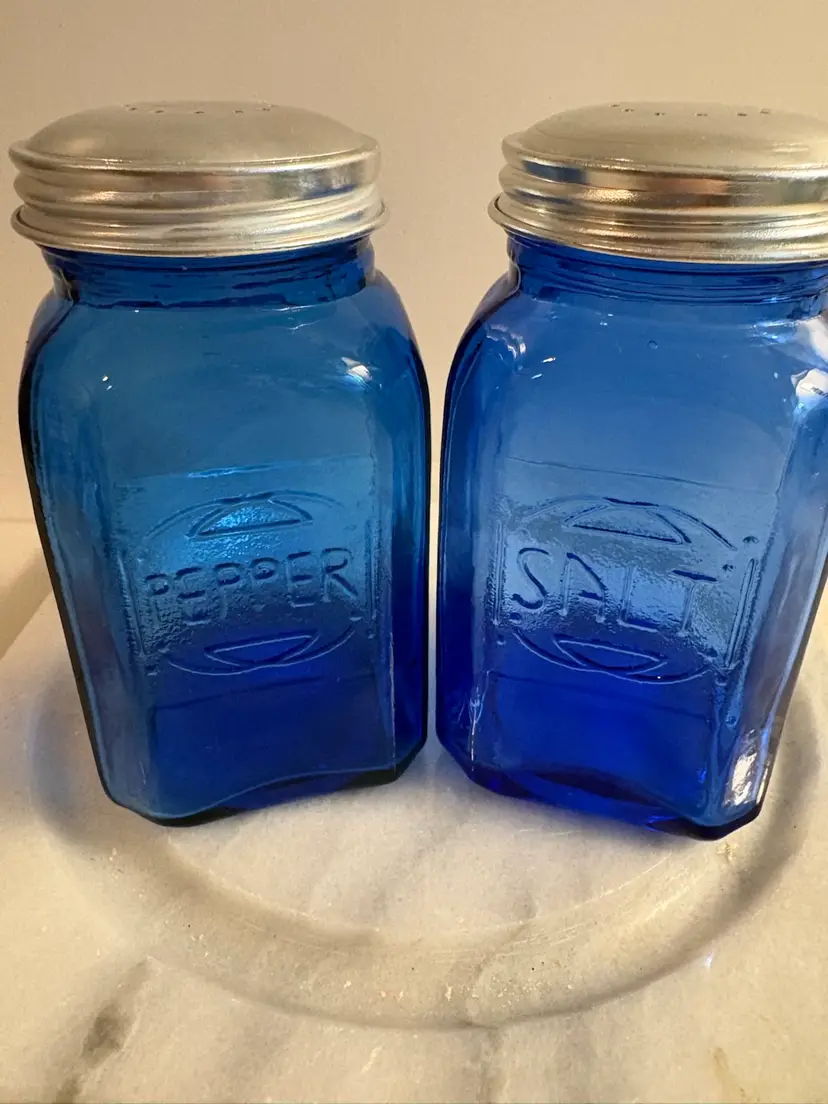 Miles Kimball Cobalt Blue Glass 4.5" Salt And Pepper square Shakers