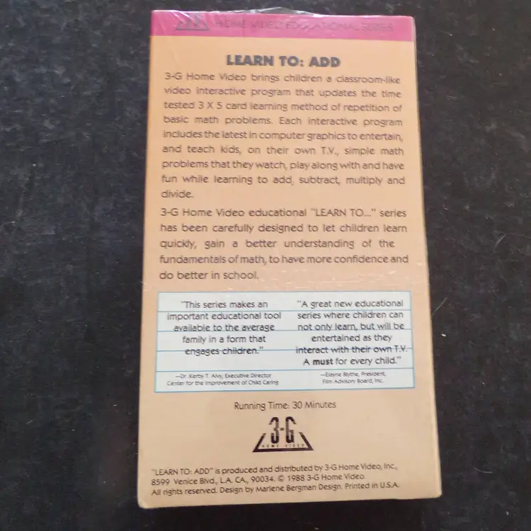Vintage VHS – Learn To: Add (c.1988) – Basic Math Fundamentals – Sealed