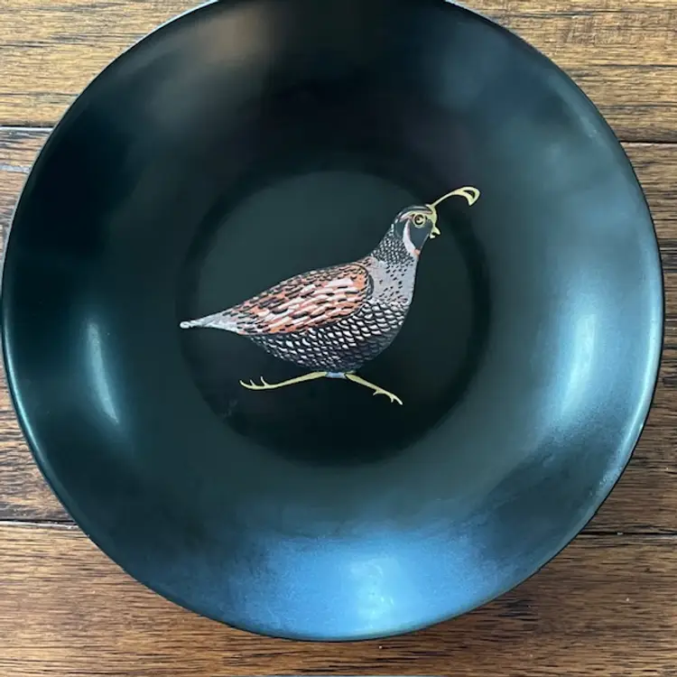Couroc Giftware Bowl California Quail 8" dia - Made in California