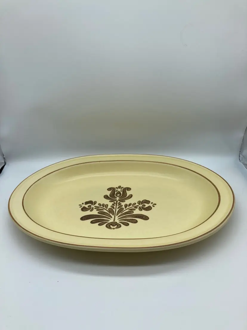 Vintage Pfaltzgraff 16 Inch Oval Serving Tray 1970s Village Pattern
