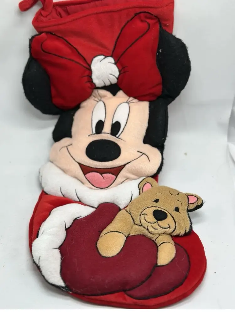 Vintage Minnie Mouse 3D Plush Disney Christmas Stocking Puppy #Christmas