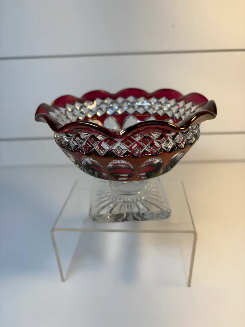 Westmoreland Glass Ruby Red Cut Glass Compote