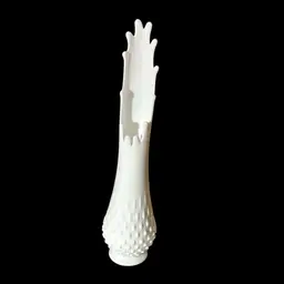 12 Finger White Milk Glass Swung Vase - 15” Original Sticker On Base - Vintage